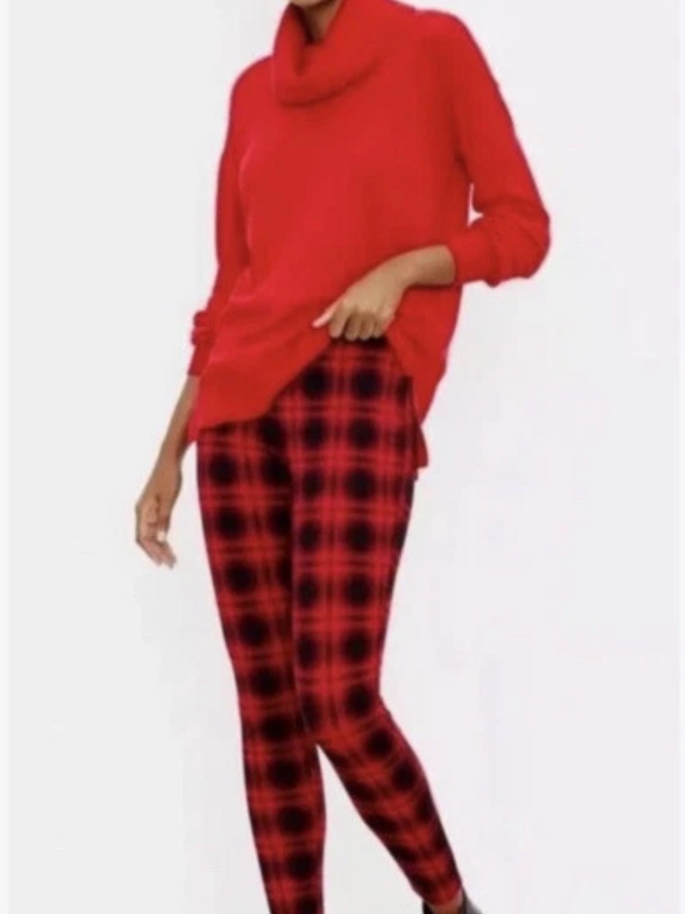 NWOT LOFT Red/Black Plaid Ponte Pants